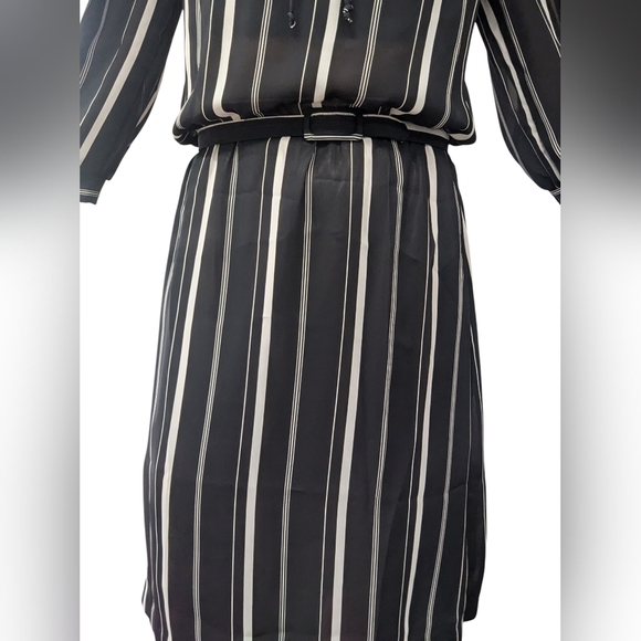 Vintage 80s Striped Dress Peter Pan Collar Wednesday Addams Dark Academia - Picture 15 of 15